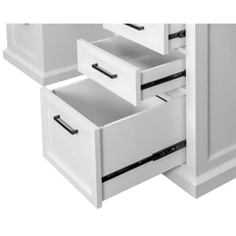 Modern Wood Credenza Desk with Hutch Fully Assembled White - Abby Collection - Martin Furniture