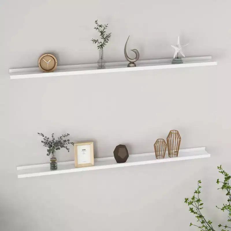 Wall Shelf Set of 2 White MDF 45.3 x 3.5 x 1.2 in Wall mounting