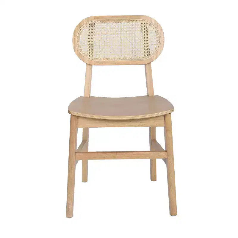 Flash Furniture Jacob Set of 2 Commercial Cane Rattan Dining and Event Chairs with Solid Wood Frame and Seat