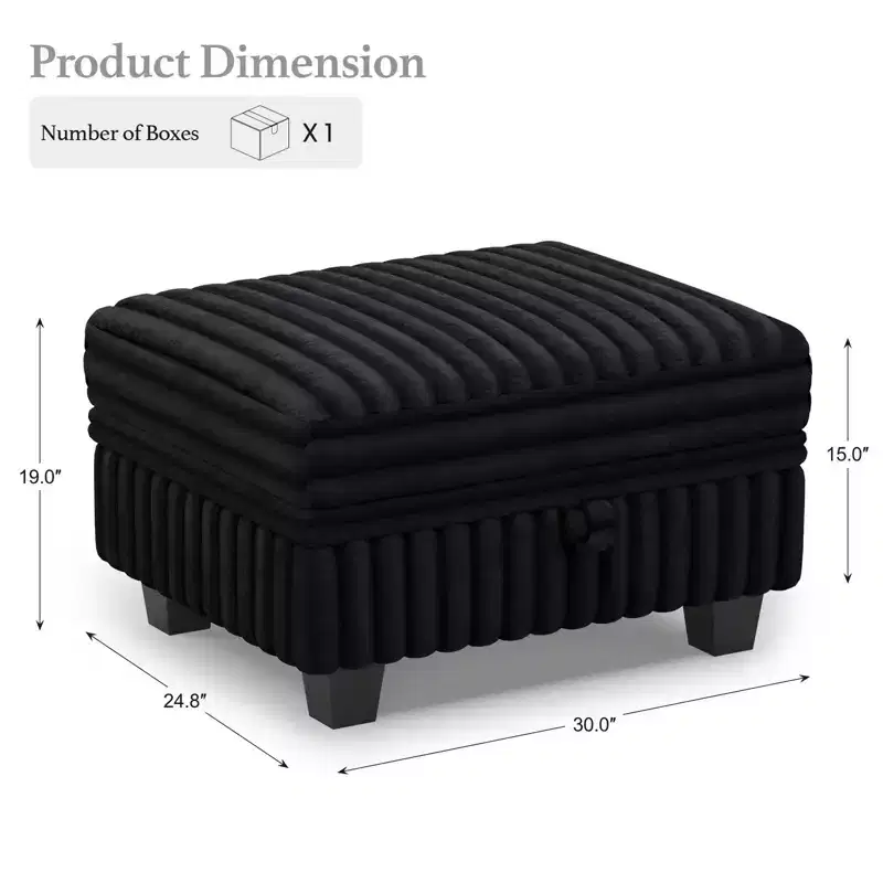 Belffin Corduroy Fabric Ottoman with Storage Ottoman for Modular Sectional Couch
