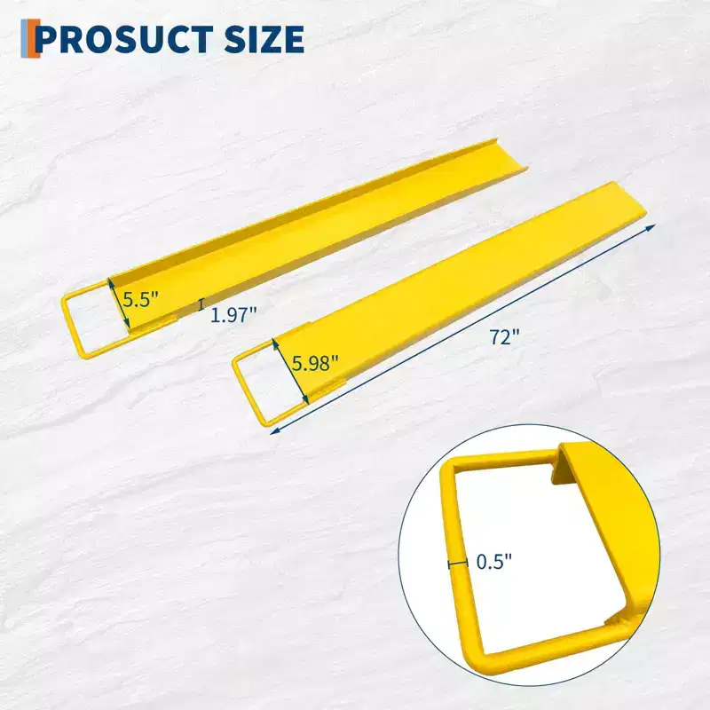 72/84/96 Fork Extensions for Forklift, Heavy Duty Forklift Extensions 5.5 Width, 1 Pair Pallet Fork Extensions - Fits 5 Forks, 4400 Lbs Capacity