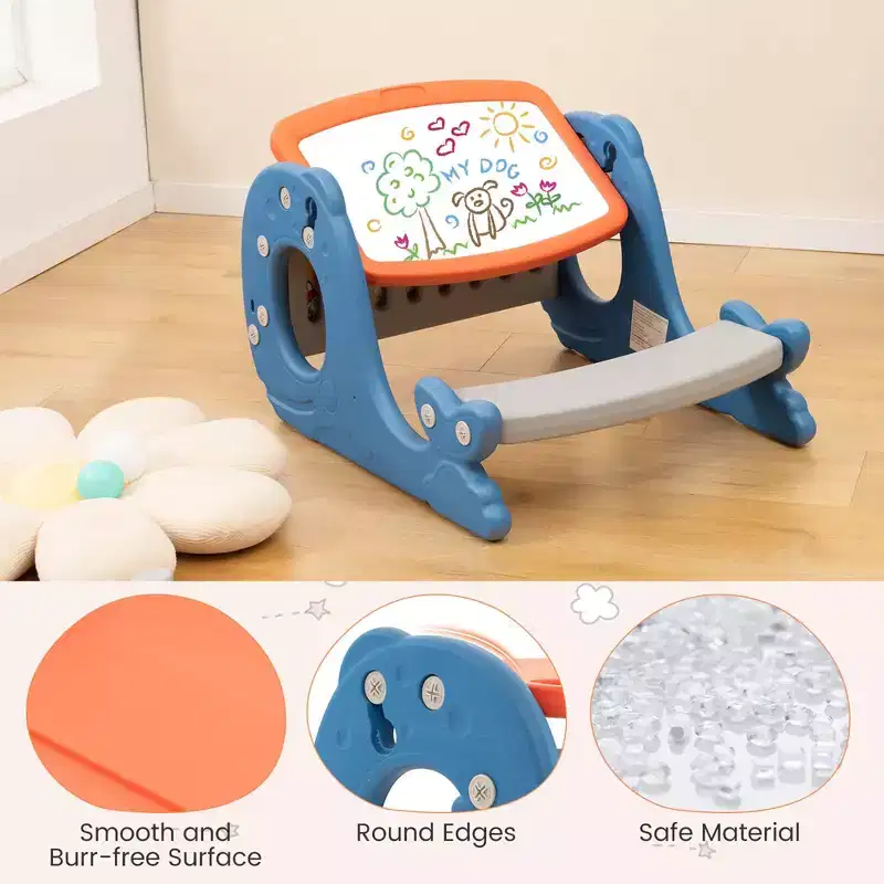 Costway Kids Drawing and Playing Desk Set with Tiltable Erasable Graffiti Whiteboard Eating