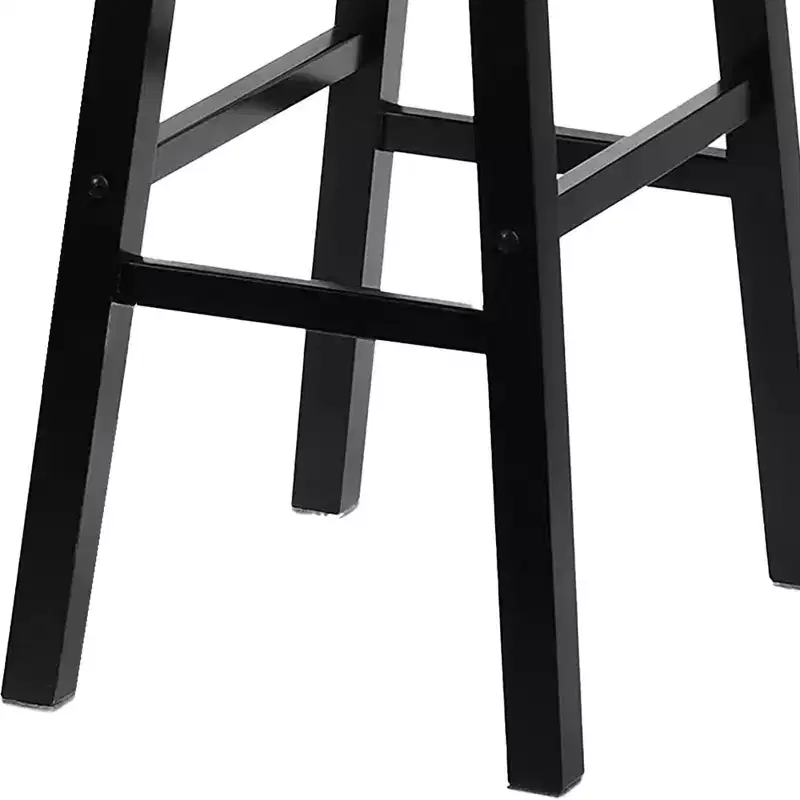 PJ Wood Classic Saddle Seat 29 Inch Tall Kitchen Counter Stools, Black (8 Pack)