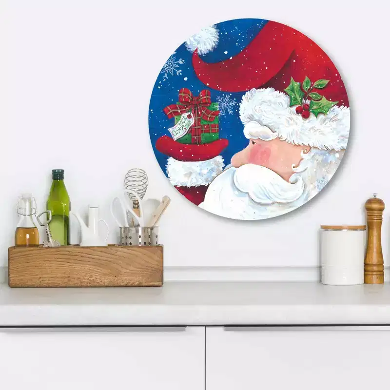 Merry Christmas Circular Wood Dcor