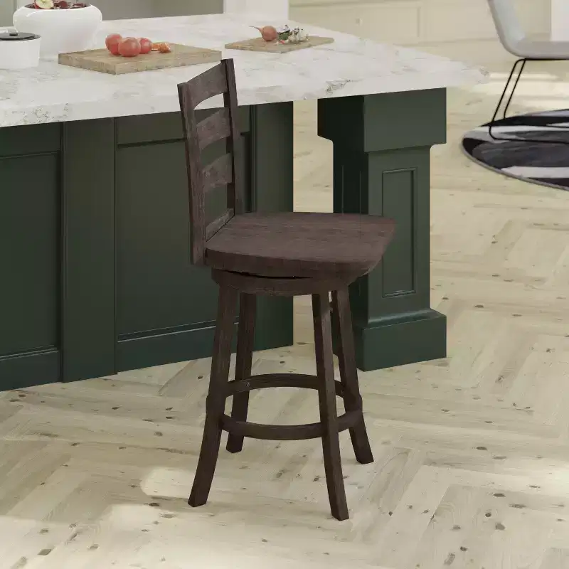 Emma and Oliver Classic Ladderback Counter Height Dining Stool with Wood Seat