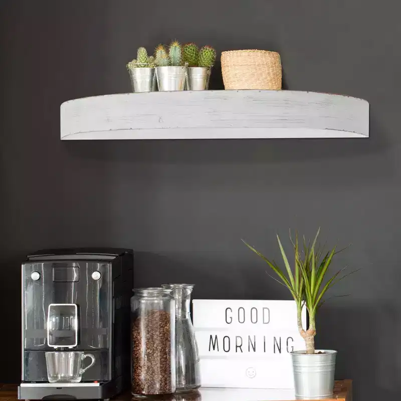 Small Round Wood Floating Decorative Wall Shelf White - American Art Decor: Circular MDF Wall-Mount, No Assembly Required