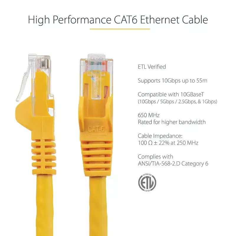 StarTech 7 ft Cat 6 Network Cable - N6PATCH7YL - Yellow - Data & Networking Cable