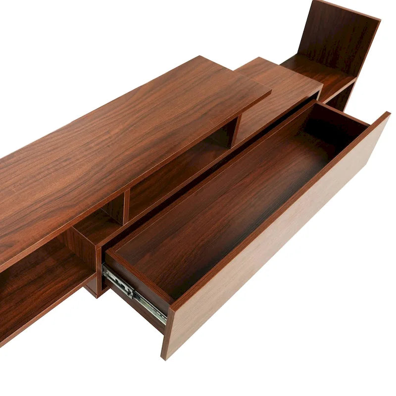 Surrey 60.2 2 Pc 1-Drawer Floating TV Stand Media Console with Open Shelves