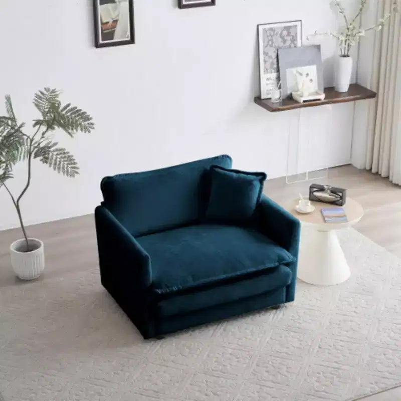 Plush Single Seat Sofa: White Chenille, Perfect for Reading
