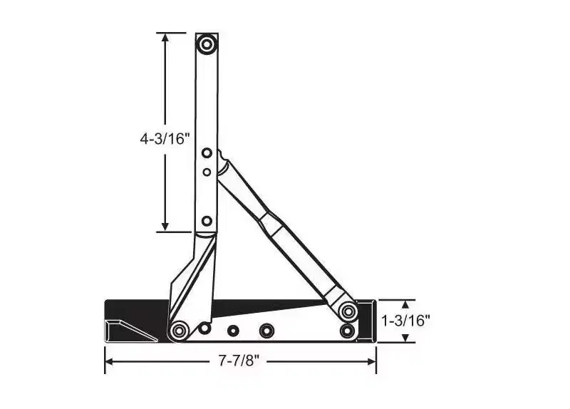 Brixwell Friction Hinge Set Stainless Steel Right Hand 4-3/16 Vertical Track 7-7/8 Base Track 1-3/16 Height Window Hardware Steel Finish