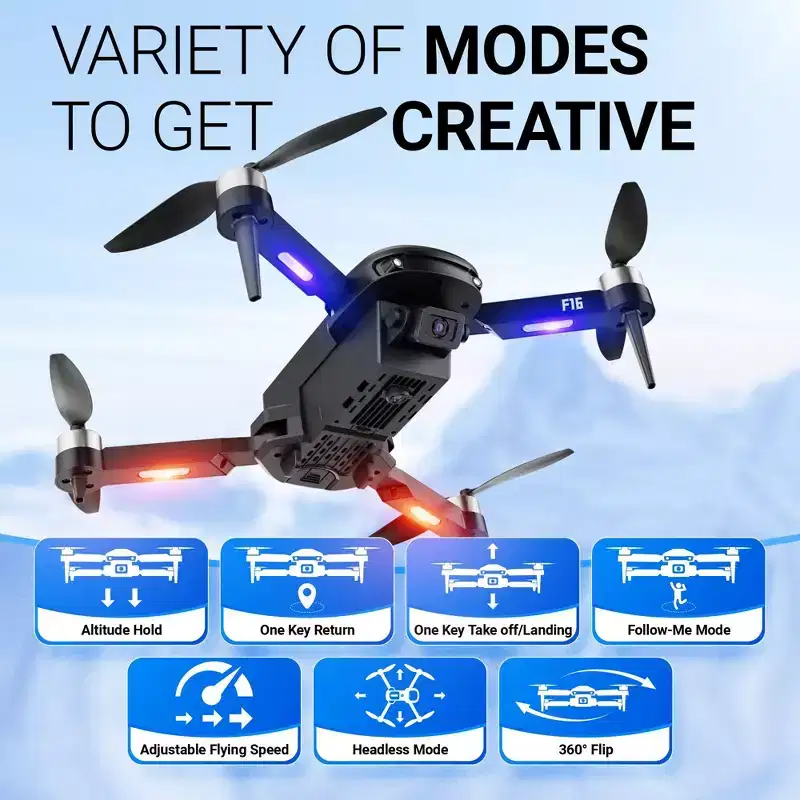 Contixo F16 Ziro Stunt Drone 1080P HD Camera, FPV, Foldable, 16-Min Flight, Brushless Motor, Follow Me  Black