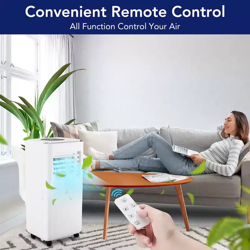 Acekool 10,000 BTU Portable Air Conditioner, 3-in-1 Cooling Fan Dehumidifier, 24H Timer, Easy-Move AC for Rooms up to 450 Sq Ft