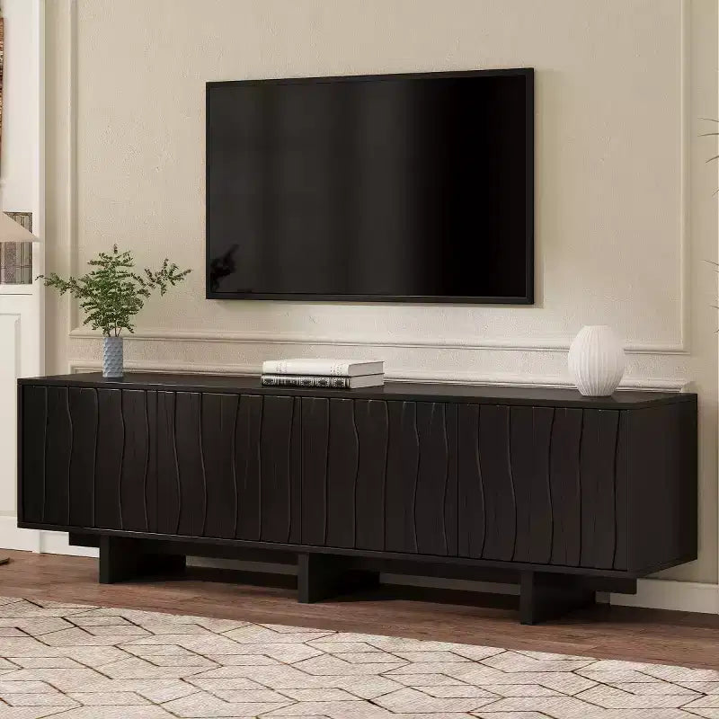 70 Modern Wood Grain TV Stand with Storage, Entertainment Center for TVs up to 75, Rustic TV Cabinet Media Console for Living Room-Panipeachy