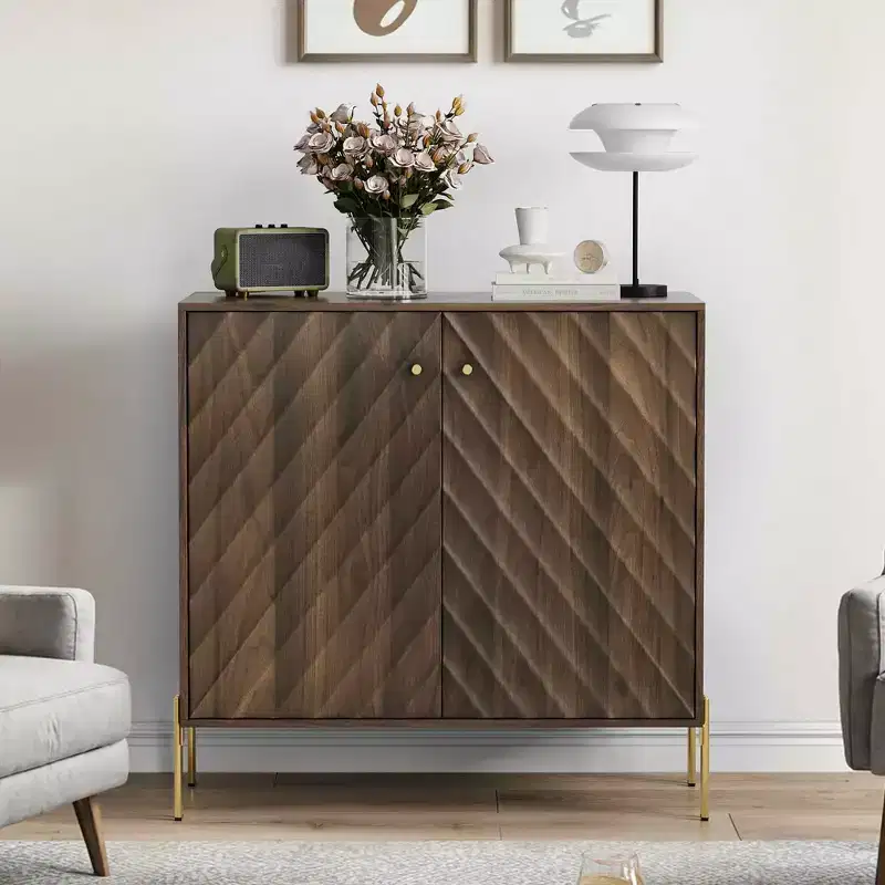 Mid-Century Modern Sideboard Storage Cabinet for Living Room & Kitchen – Brown