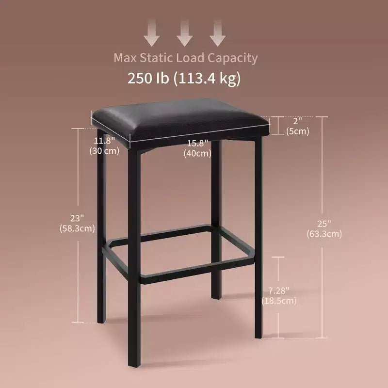 24 Bar Stools with 2in Thick PU Leather Upholstered for Kitchen Island, Bar Counter