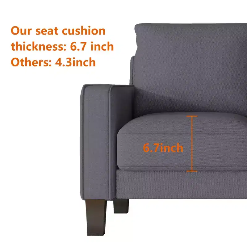 GDFStudio Hodgson Modern 3-Seat Wood and Fabric Upholstered Sofa