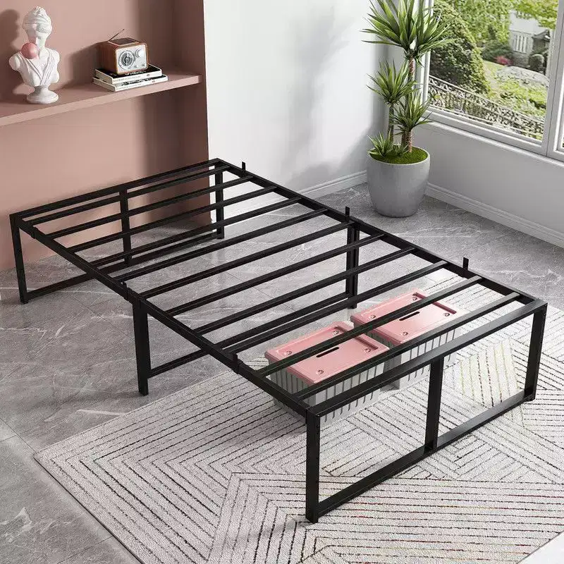 Full/Queen Size Metal Platform Bed Frame with Sturdy Steel Slats, Mattress Foundation, No Box Spring Needed, Large Storage Space