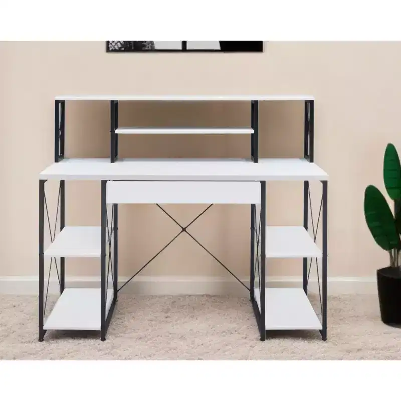 HomeRoots 47 White and Black Computer Desk