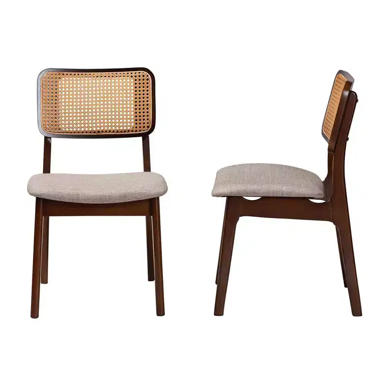 Baxton Studio Baxton Studio 2pc Dannon Fabric and Wood Dining Chairs Gray/Walnut Brown/Light Brown: Polyester Upholstery, Rubberwood Frame