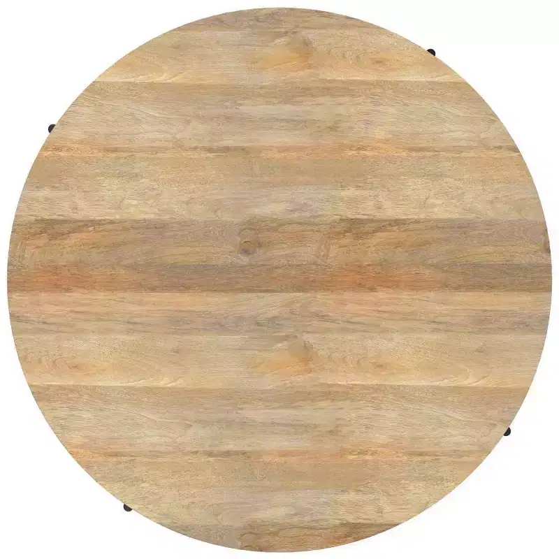 WyndenHall Farmington Drum Coffee Table Natural : Modern Industrial Style, Mango Wood & Iron, 38