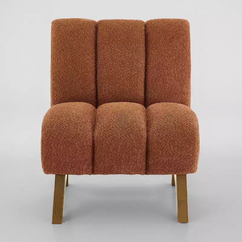 Art Leon Polar Fleece Fabric Upholstered Accent Slipper Chair with Rubber Wood Legs