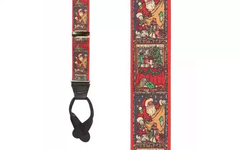 Suspender Store Mens 1.5 Kris Kringle Christmas Button Suspenders