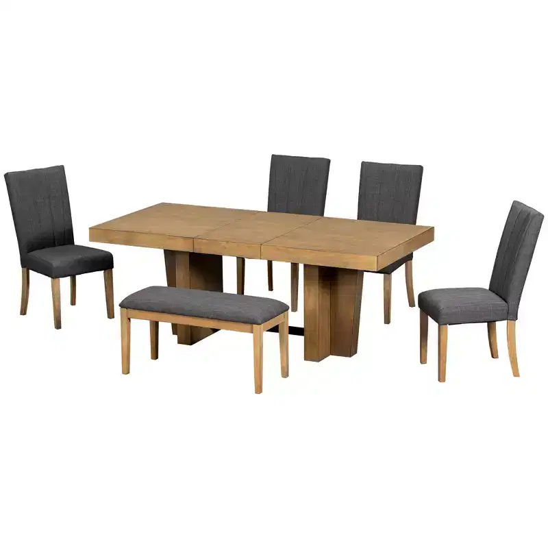 Whisen Extendable Dining Set with Bench & 4 Chairs