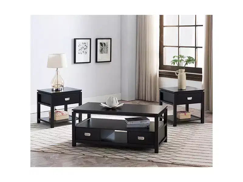 Kings Brand Furniture Willard 3-Piece Wood Storage Occasional Table Set with Coffee Table and End Tables, Multiple Finishes Available