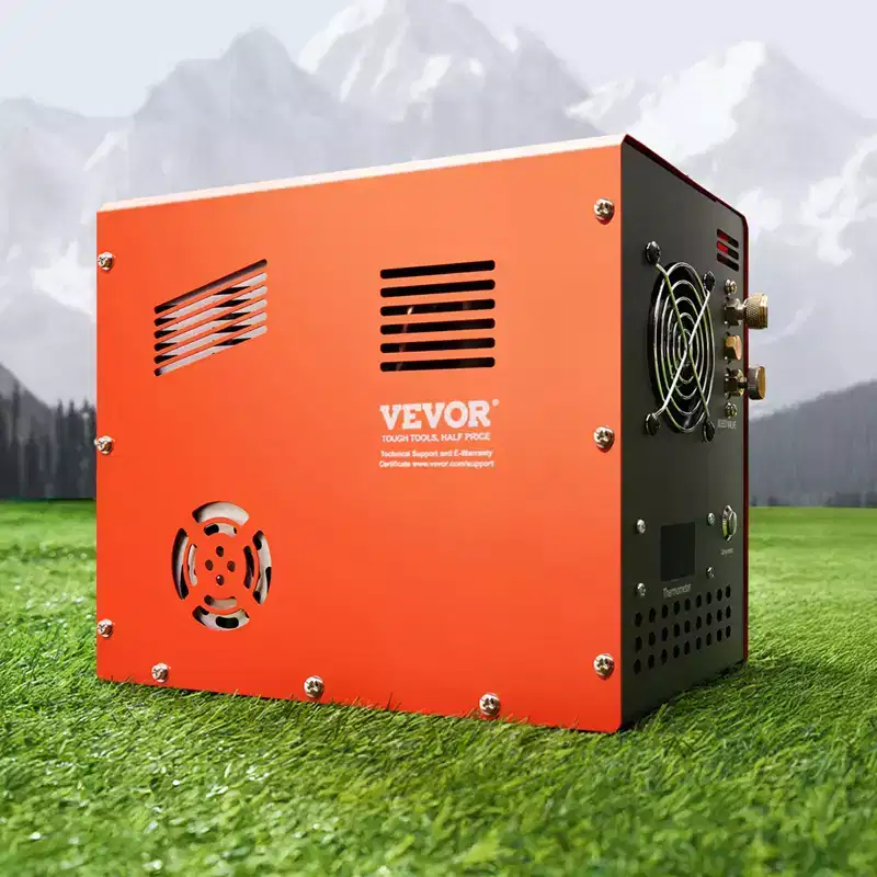 VEVOR PCP Air Compressor, 4500PSI/30Mpa PCP Airgun Compressor with Built-in Converter & Fan Cooling System, Auto Stop DC12V/AC120V Compressor,Orange