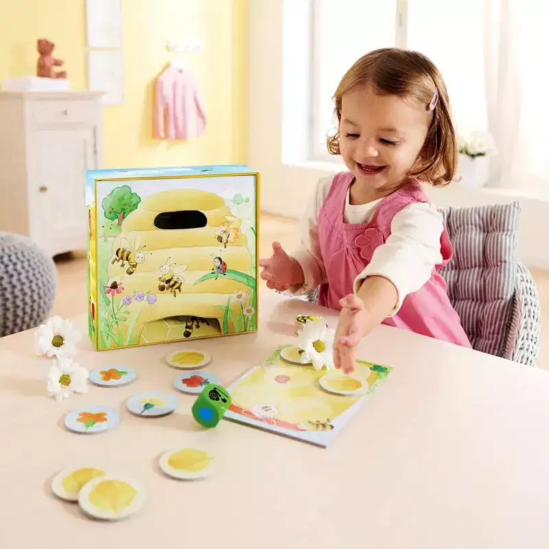 HABA My Very First Games - Hanna Honeybee - 2 Cooperative Color Games & Learning Toys for Toddlers 2-4 Years, Preschool Kids Games (Made in Germany)