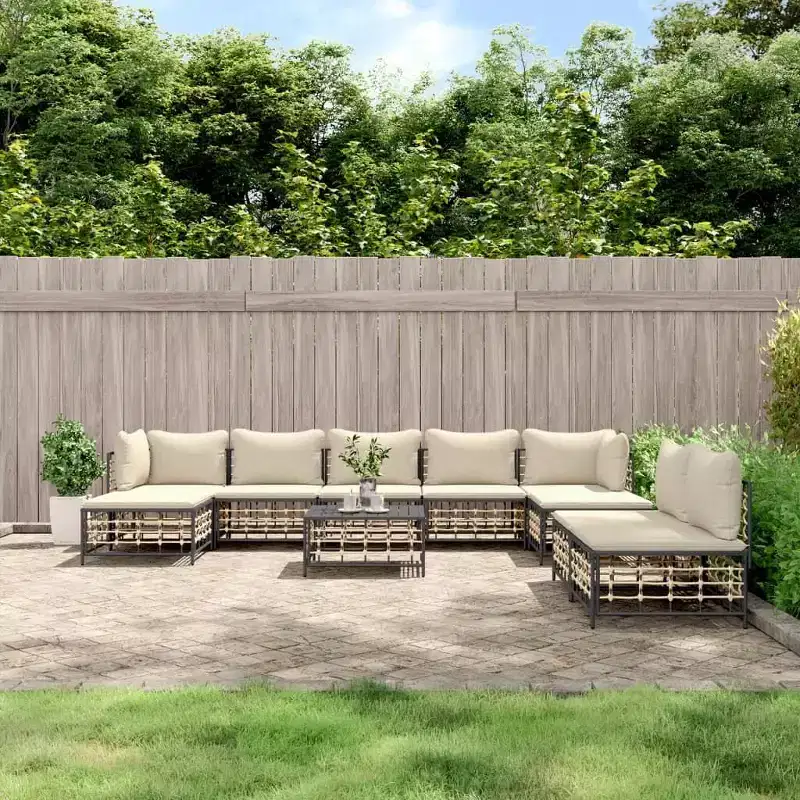 vidaXL 10-Piece Modern Garden Lounge Set with Cushions