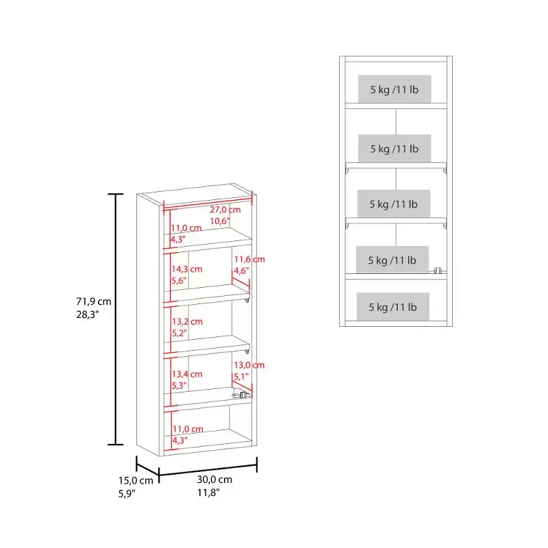 Pine-Like Medicine Cabinet Mirrored Door & Open Storage | White