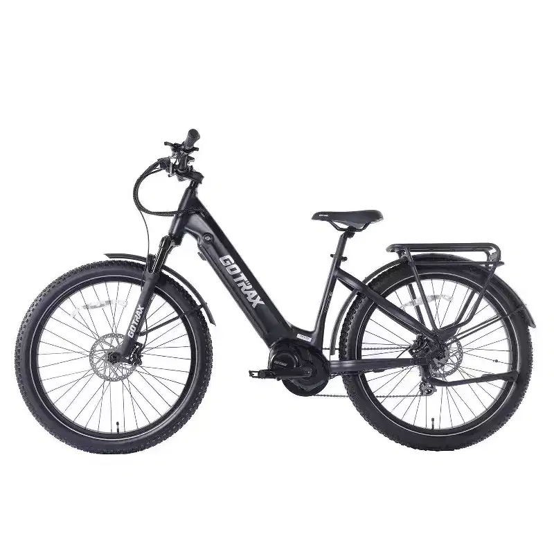 GOTRAX Adult MX1 Mid Drive 27.5 Step Through Electric Hybrid Bike - Black