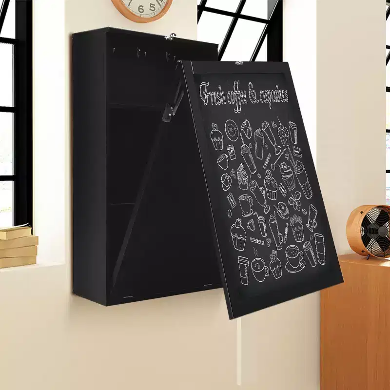 Costway Wall Mounted Table Fold Out Convertible Desk with A Blackboard/Chalkboard Black\Brown\White\Grey