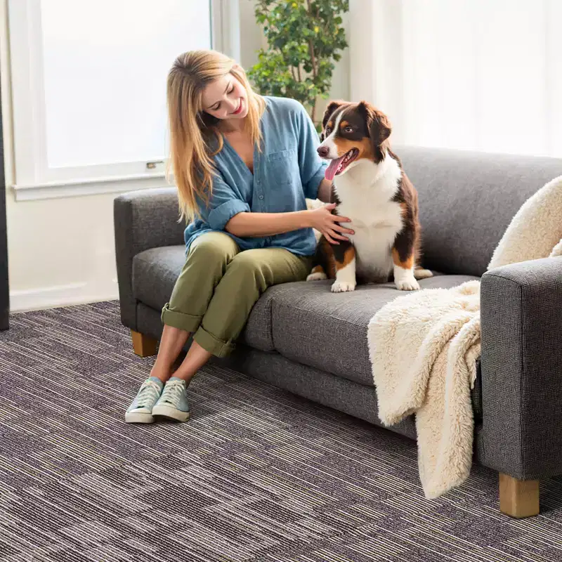 VEVOR Carpet Tiles Reusable 24x24 inch, 24 PCS Modular Carpet Square Rug, Commercial Floor Soft Padded for Seamless Cover 96sq.ft, Gray & Brown