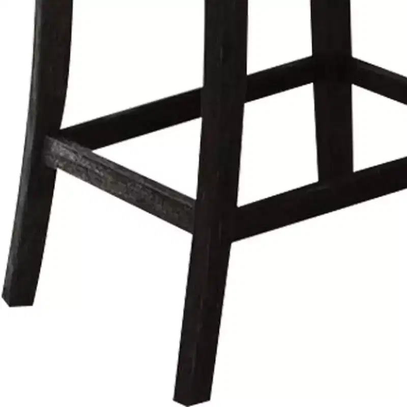 25" Set of 2 Nolan Counter and Bar Stools Beige Linen/Salvage Dark Oak Finish - Acme Furniture: Padded Seat, Nailhead Trim, Metal Frame