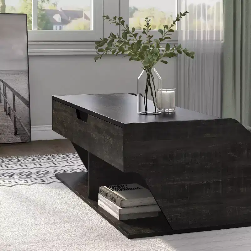 44 Hawkpoint Transitional Lift Top Coffee Table Reclaimed Black Oak - miBasics