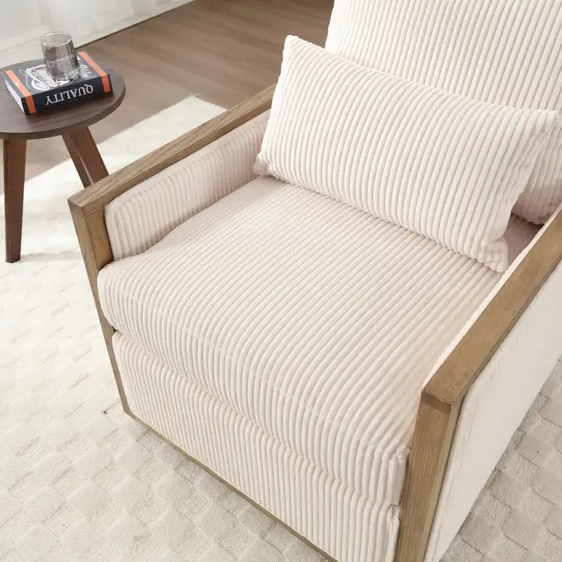 360° Swivel Barrel Accent Chair | Hardwood Frame | Foam Cushion | 300 lb | 26.77H