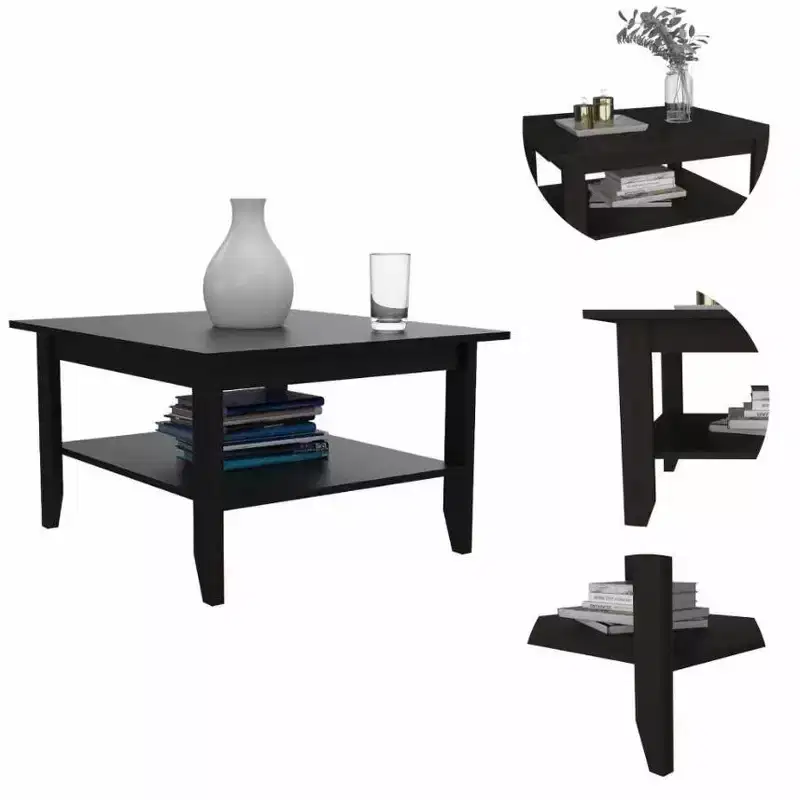 Trieste Coffee Table Black - Boahaus: Modern Minimalist Design, 31.5"x27.5" Surface, Lower Shelf