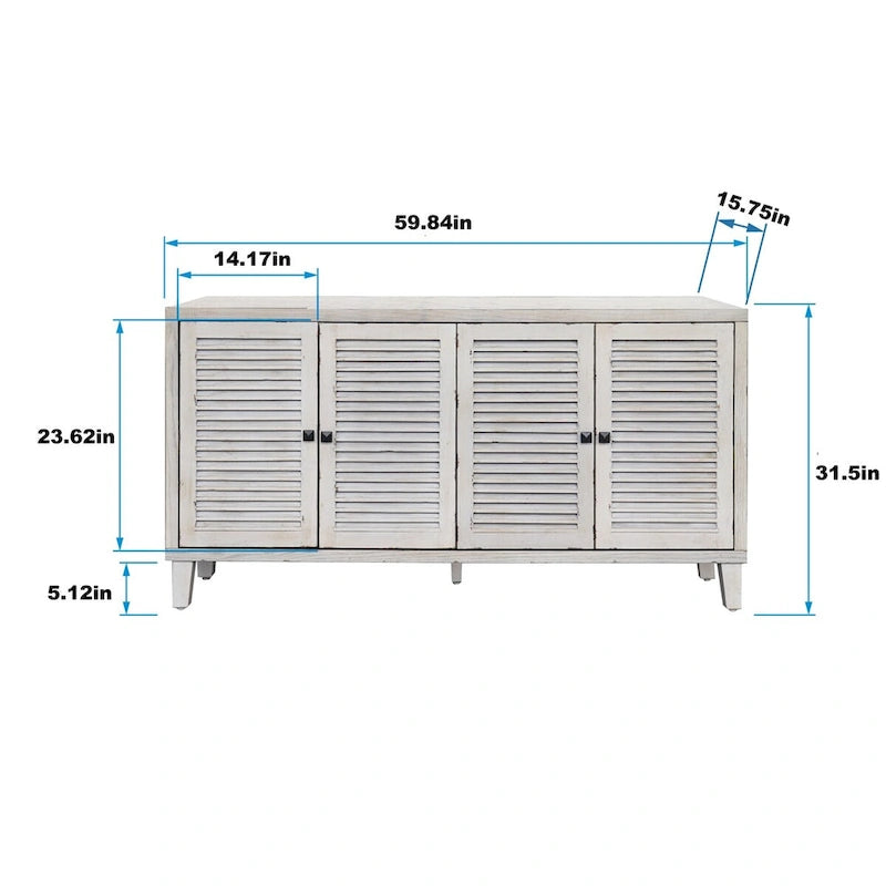 Accent Cabinet 4 Shutter Door Wooden Cabinet Sideboard Buffet Cabinet