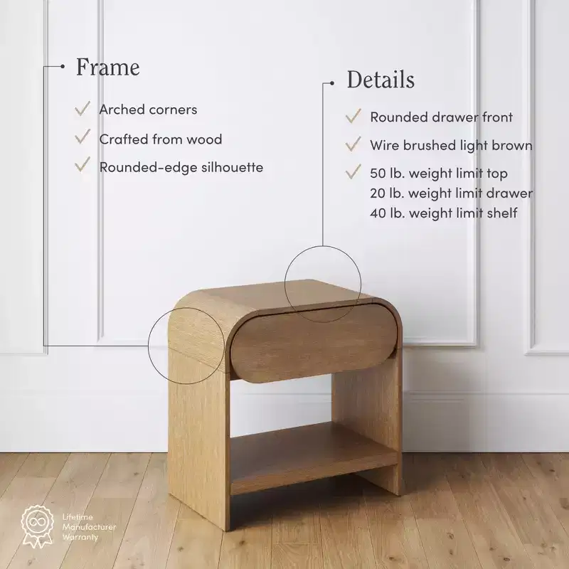 Iris Nightstand Warm Oak