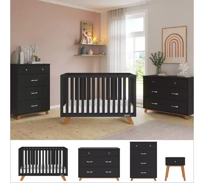 Child Craft SOHO Crib, 3-Drawer Dresser, Chest, Nightstand, 4-Piece Nursery Set