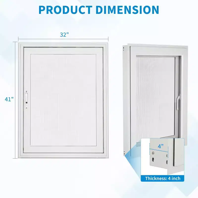 House Window,4 Gear Opening Position Adjustment Roof Window, 5 mm Reinforced Glass Casement Window with Pull Down Magnetic Mesh