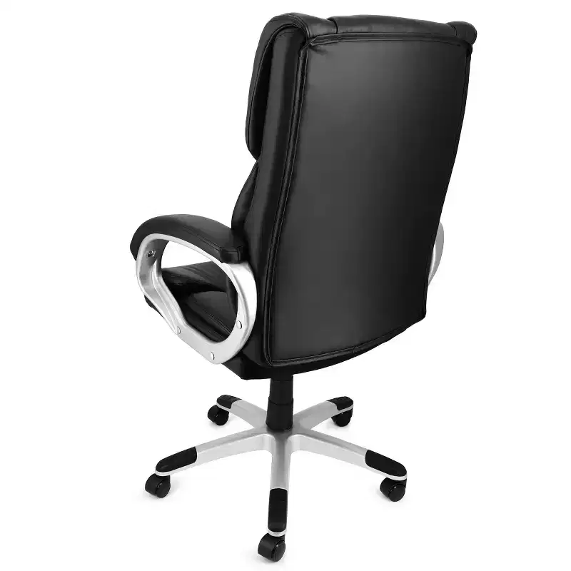 Elama High Back Adjustable Faux Leather Office Chair in Black and Gray Base