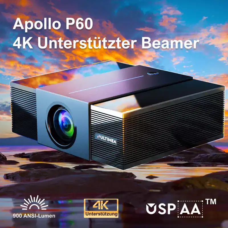ULTIMEA 4K Projector,900 ANSI Lumens,Obstacle Avoidance,6D Keystone,Full HD Native 1080P,WiFi,Apollo P60