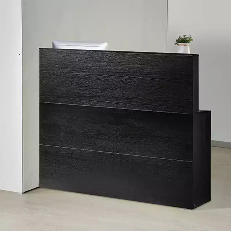 VEVOR Reception Desk, 55Inch L-Shaped Front Counter Table, Office Reception Counter with Drawer Keyboard Tray and Storage Cabinet, Black