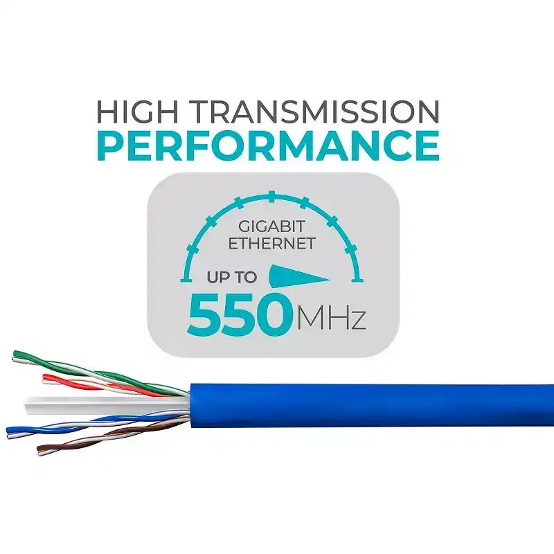 Monoprice Cat6 Ethernet Bulk Cable - Network Internet Cord - Solid, 500Mhz, UTP, CMR, Riser Rated, Pure Bare Copper Wire, 23AWG, 1000ft, Blue