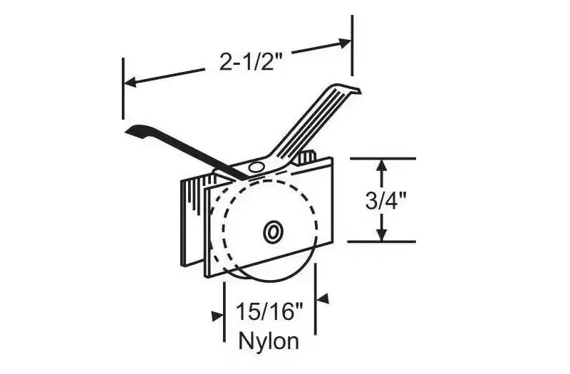 Brixwell Patio Screen Door Roller Assembly, Nylon Material, 15/16 Wheel Diameter, 2-1/2 Overall Length, 3/4 Height, White Finish