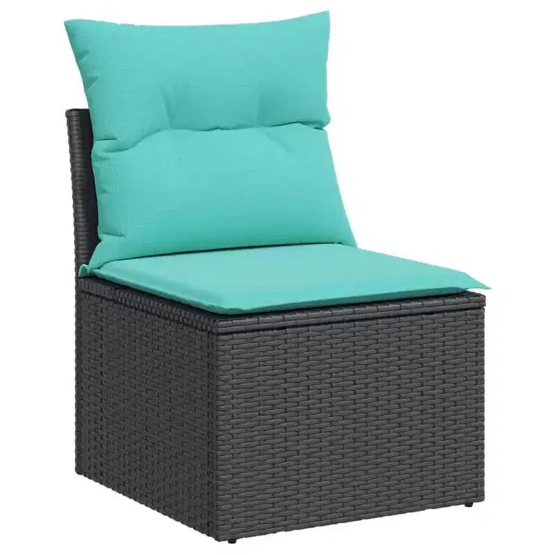 vidaXL 8 Piece Patio Sofa Set with Cushions Gray Poly Rattan Acacia