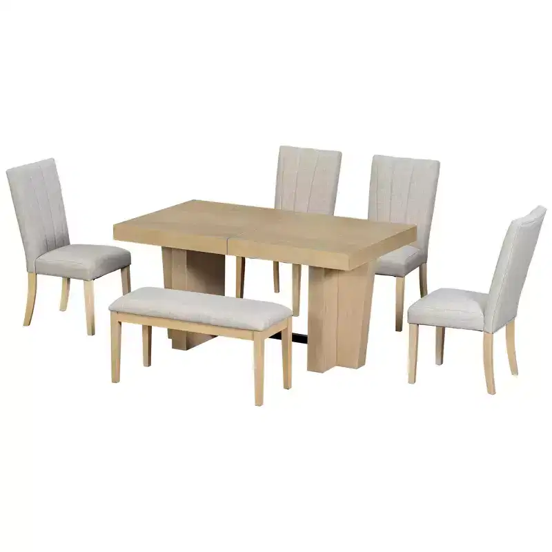Whisen Extendable Dining Set with Bench & 4 Chairs